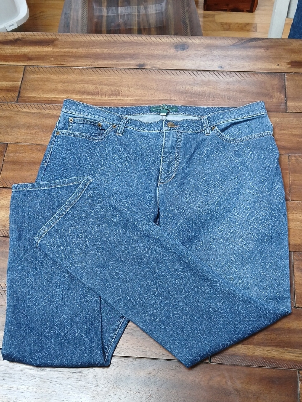 Ralph Lauren Teal-Blue Geometric Relaxed Jeans